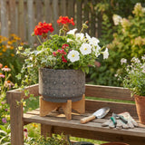 Slater Gray Ceramic Swirl Planter on Stand