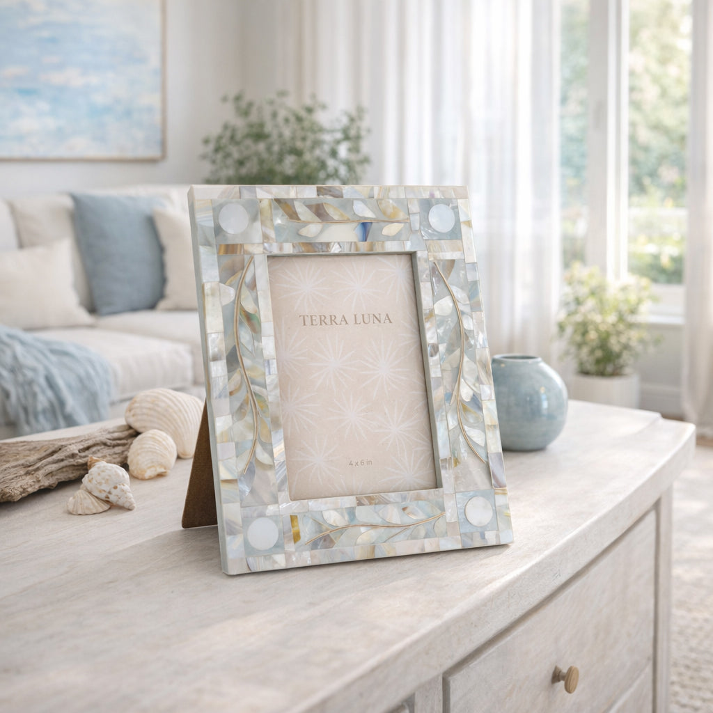 Chorro Ivory/Blue Small Mop Inlay Photo Frame