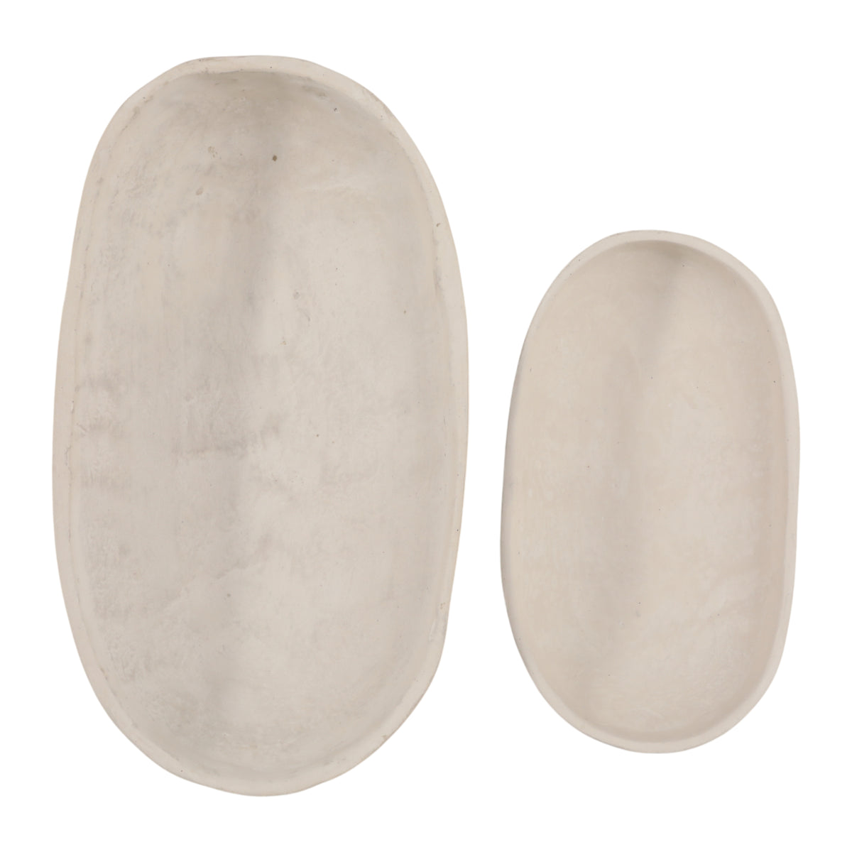 Mackenson Ivory Paper Mache Footed Oval Bowls (Set of 2)