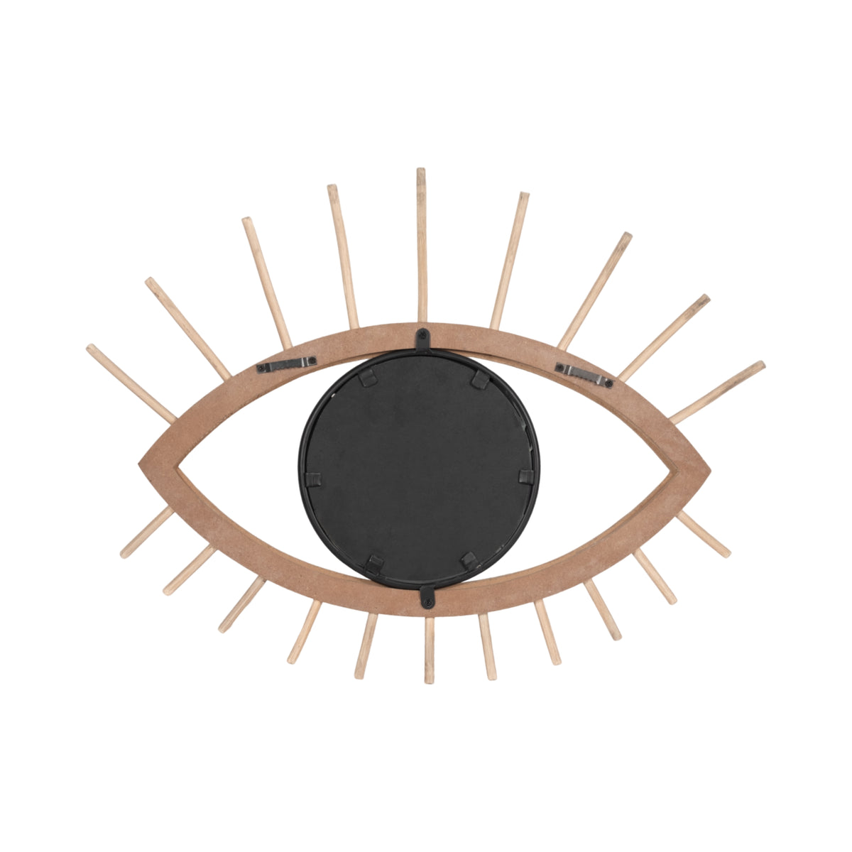 Plasse Brown Wood and Metal Mirrored Eye Wall Decor