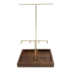 Standish Natural/Gold Wood and Metal Jewelry Stand