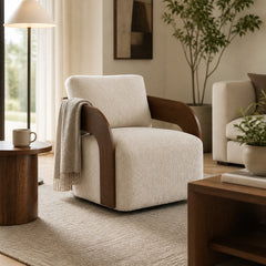 Hayden Ivory Wood Arm Swivel Chair