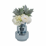 Piru Blue/Silver Large Stacked Cylinder Glass Vase