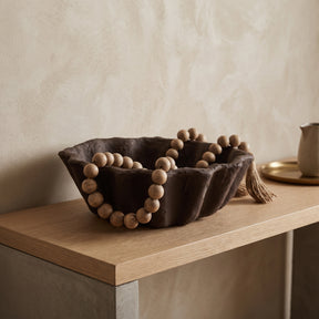Ragtown Brown Fluted Paper Mache Bowl