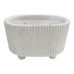 Olivehurst White Warm Vanilla Ribbed Footed Candle