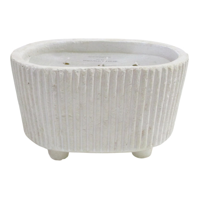Olivehurst White Warm Vanilla Ribbed Footed Candle