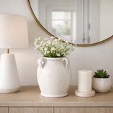 Cohenway White Large Crackle Vase with Handles