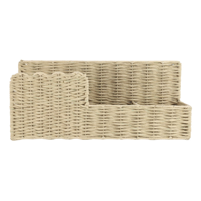 Avalon Natural Scallop Edge Raffia Workspace Organizer
