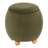 Roble Green Round Storage Ottoman with Ball Feet