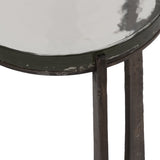 Keene Antique Bronze Thick Glass Top Round Accent Table