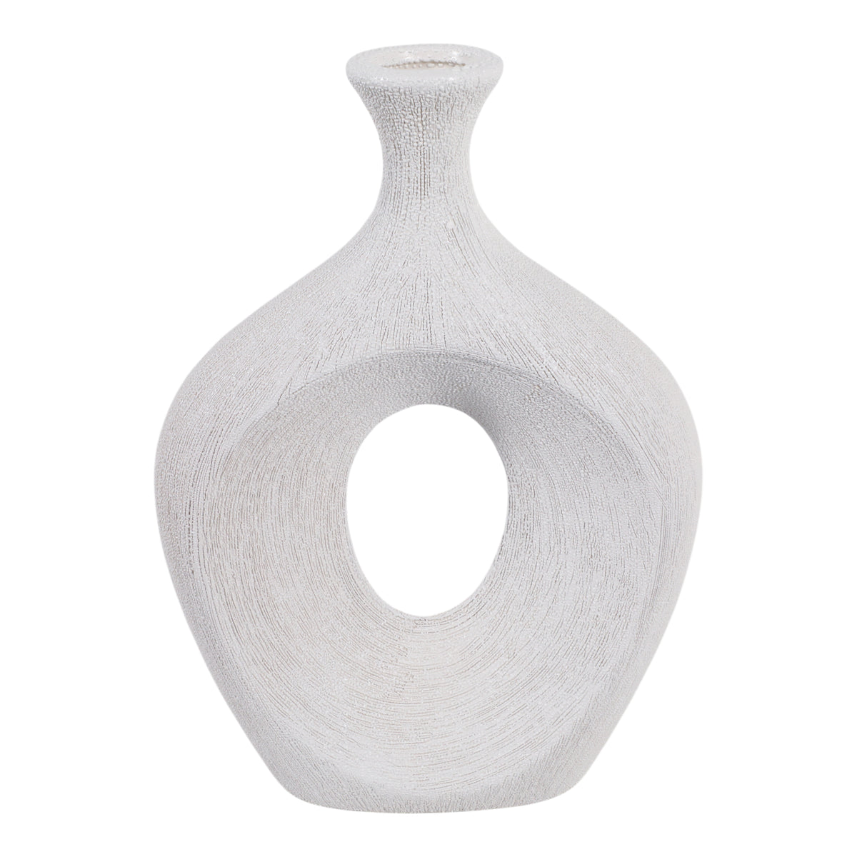 Alray White Beaded Oval Cut Out Vase
