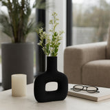 Bradys Black Dolomite Open Cut Vase