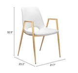 Desi White & Gold Dining Chair (Set of 2)