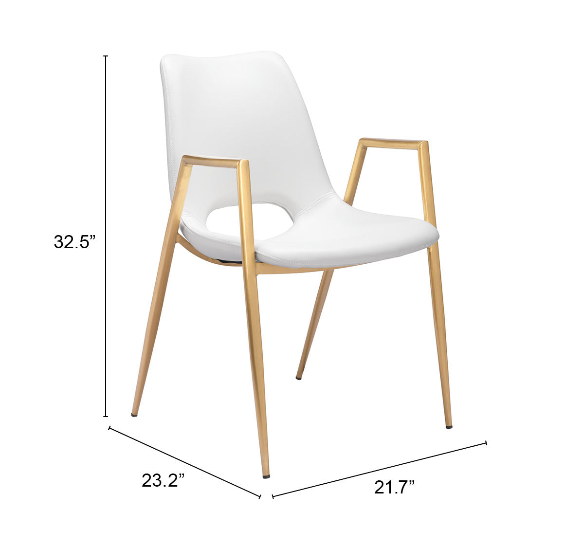 Desi White & Gold Dining Chair (Set of 2)