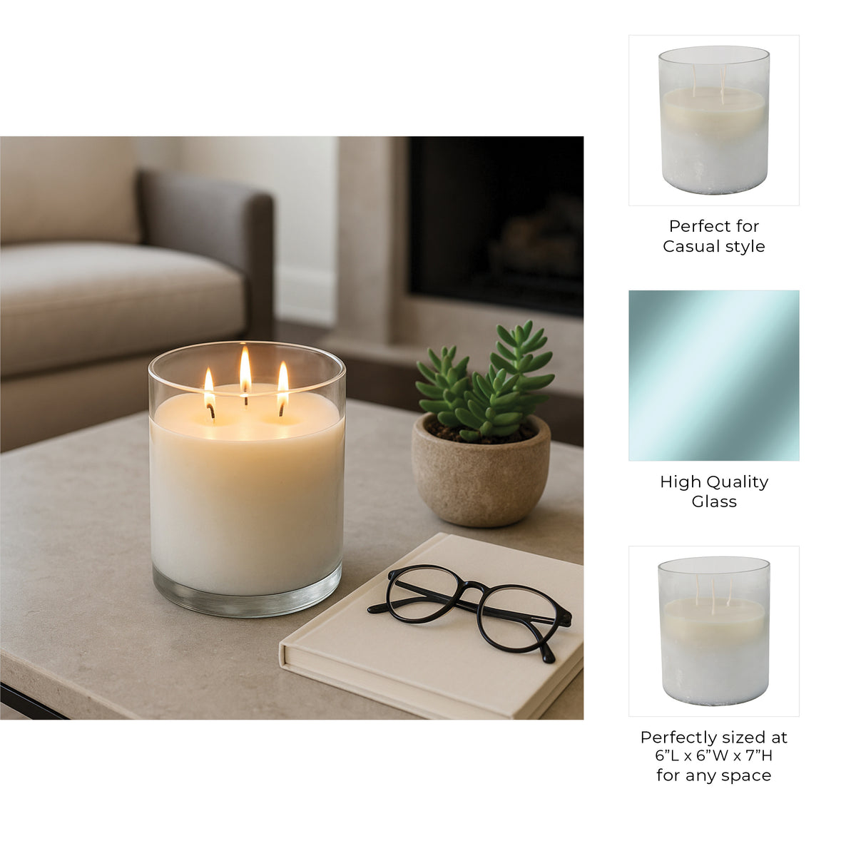 Isleford Clear Jasmine Frosted Glass Candle