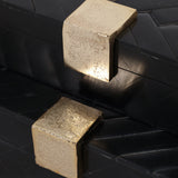 Volta Black/Gold Weave Design Boxes with Hardware (Set of 2)