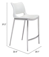 Ace White & Silver Counter Stool (Set of 2)