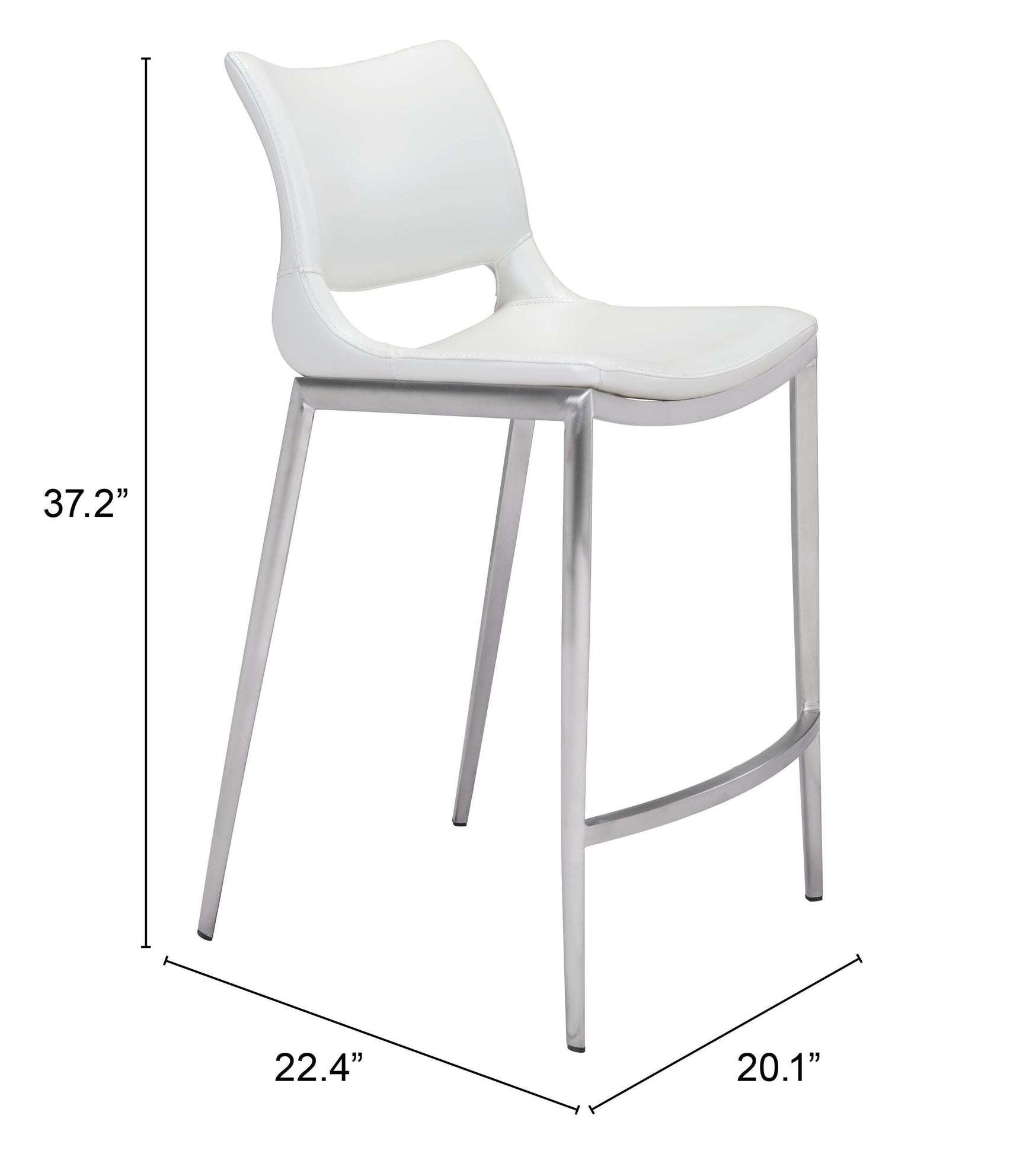 Ace White & Silver Counter Stool (Set of 2)