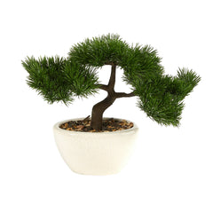 10” Cedar Bonsai Artificial Tree in Decorative Planter - Ornate Home
