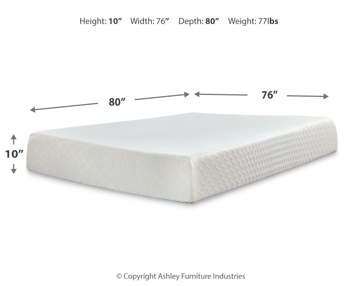10 Inch Chime Memory Foam White King Mattress and Foundation - Ornate Home