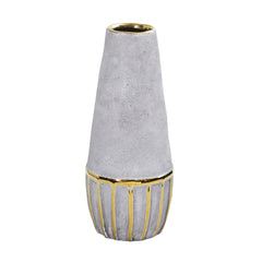 10” Regal Stone Decorative Vase with Gold Accents - Ornate Home