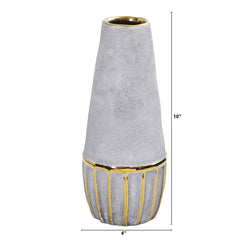 10” Regal Stone Decorative Vase with Gold Accents - Ornate Home