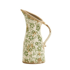 10” Tuscan Ceramic Green Scroll Pitcher Vase - Ornate Home