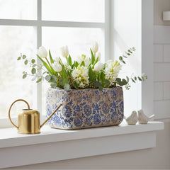 10” Tuscan Ceramic Rectangle Planter - Ornate Home