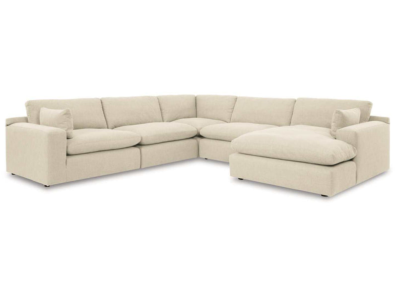 (Online Special Price) Elyza Linen 5pc Sectional Sofa w/ RAF Corner Chaise - Ornate Home