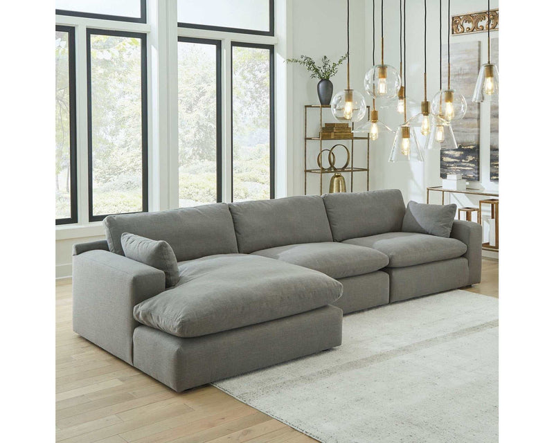 (Online Special Price) Elyza Smoke 3pc Sectional Sofa w/ LAF Corner Chaise - Ornate Home