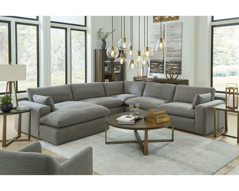(Online Special Price) Elyza Smoke 5pc Sectional Sofa w/ LAF Corner Chaise - Ornate Home