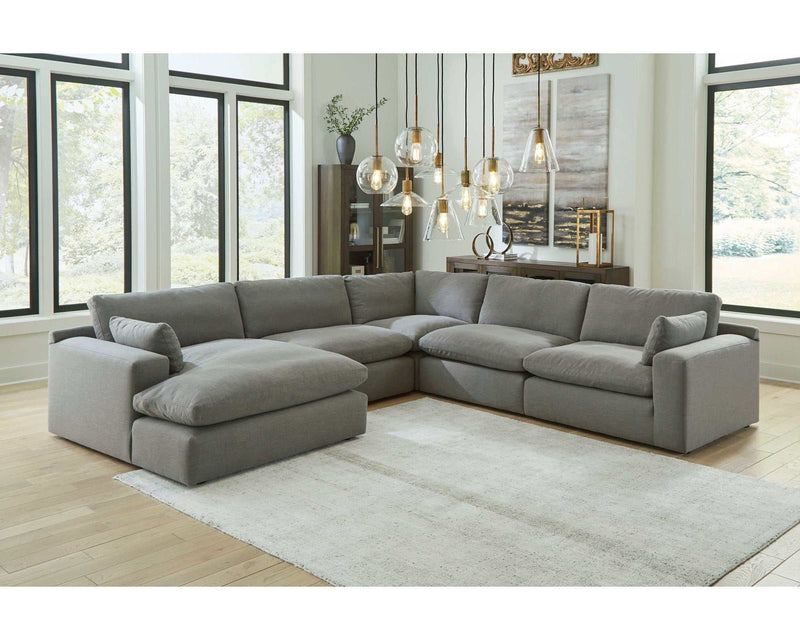 (Online Special Price) Elyza Smoke 5pc Sectional Sofa w/ LAF Corner Chaise - Ornate Home