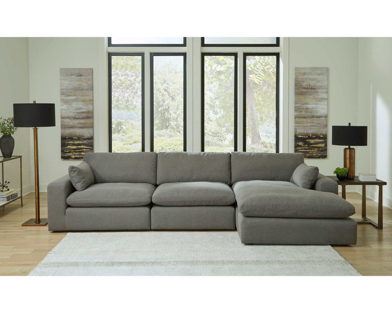 (Online Special Price) Elyza Smoke 3pc Sectional Sofa w/ RAF Corner Chaise - Ornate Home