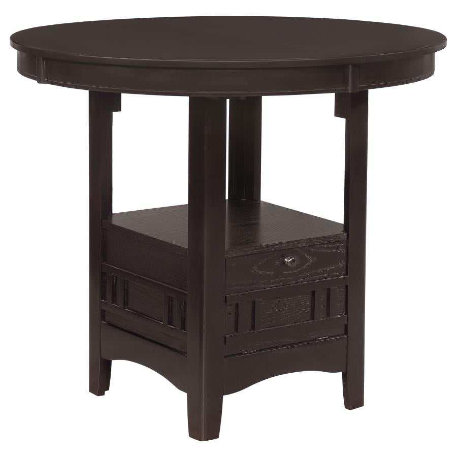 Lavon Espresso Oval Counter Height Table w/ 18" Leaf & Storage - Ornate Home