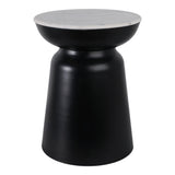 Russ Black/White Metal Accent Table with Marble Top