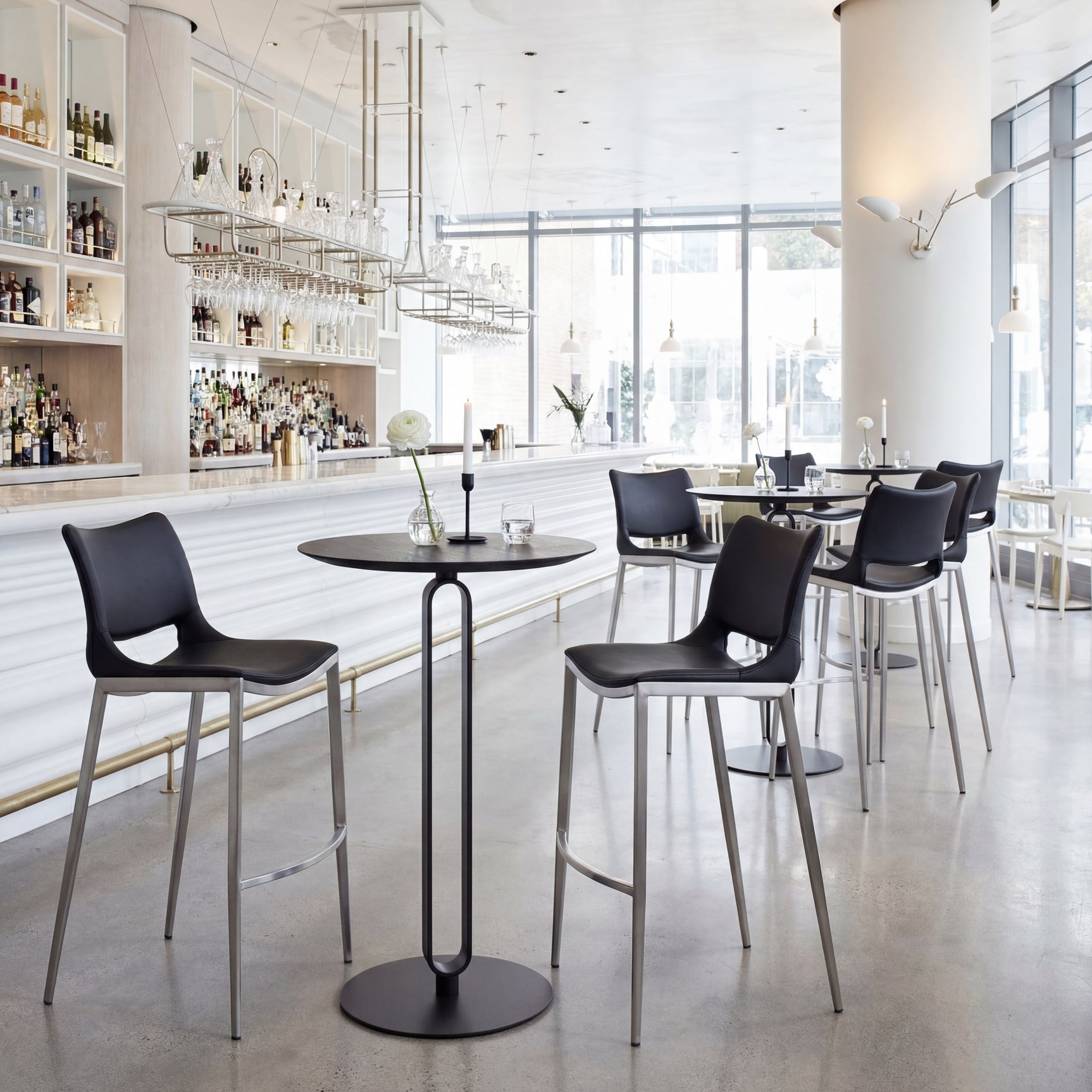 Ace Black & Silver Barstool (Set of 2)