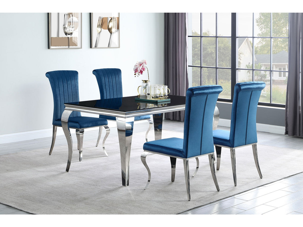 Carone Blue Glass Top Dining Room Set - Ornate Home