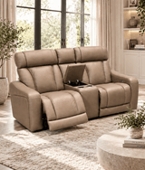 Bryce Sahara Fabric Power Reclining Loveseat with Console