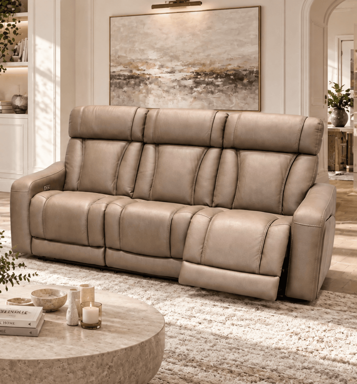 Bryce Sahara Fabric Power Reclining Sofa