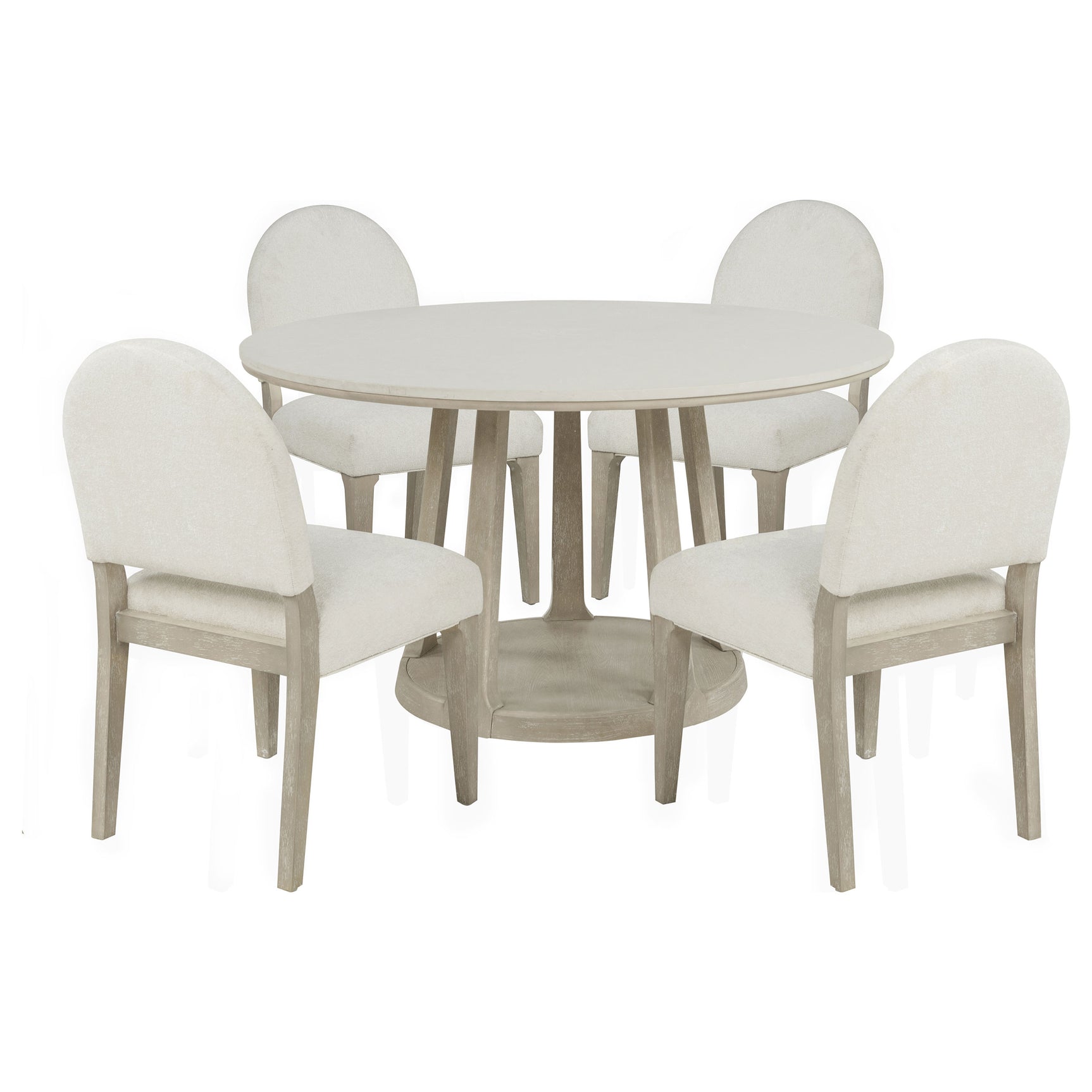 Lucaire Cream 5-Piece 54-inch Round Cultured Marble Dining Set