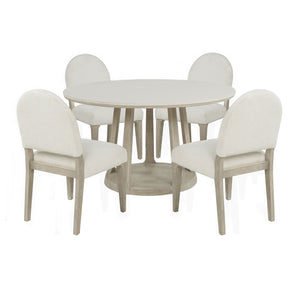 Lucaire Cream 5-Piece 54-inch Round Cultured Marble Dining Set