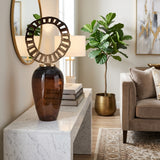 Verdant Brown Small Glass Vase with Crown Top