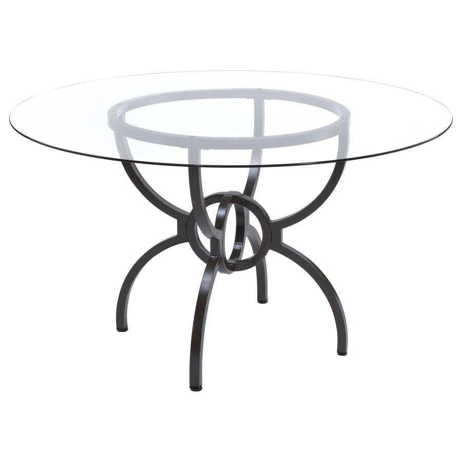 Aviano Gunmetal & Round Glass Dining Table - Ornate Home