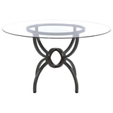 Aviano Gunmetal & Round Glass Dining Table - Ornate Home