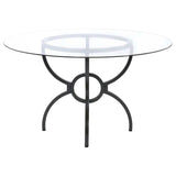 Aviano Gunmetal & Round Glass Dining Table - Ornate Home