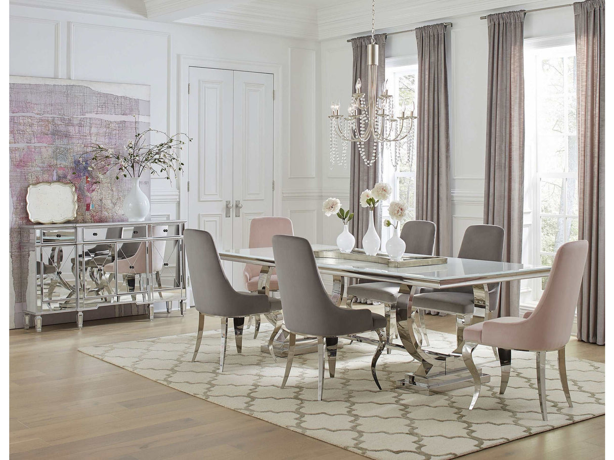 Antoine Pink / Grey Dining Room Set / 7pc - Ornate Home