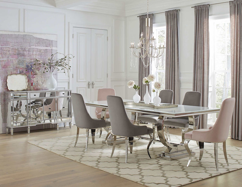 Antoine Pink And Grey Dining Room Set / 7pc - Ornate Home