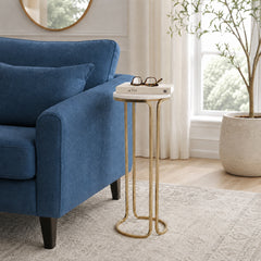 Adams White/Gold Drink Table with Metal Base