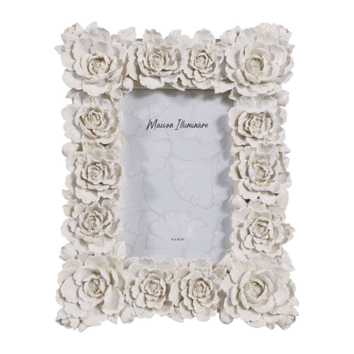 Paige White Small Rose Border Photo Frame