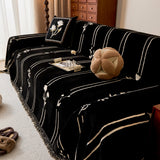 Chenille Jacquard Sofa Throw Cover with Tassel Soft Thick Couch Protector Blanket